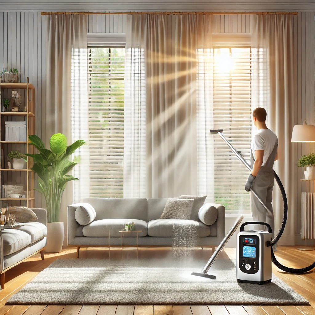 Ultrasonic blind cleaning service removing allergens and dust from blinds, providing a cleaner environment ideal for allergy sufferers.